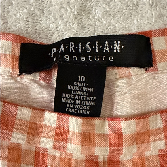 VTG Parisian Signature Linen Checkered Pants Lined Side Zip Flat Front Spring - Picture 2 of 8